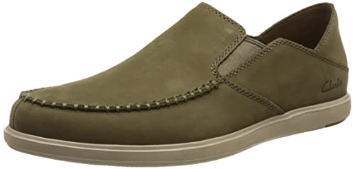 Clarks Bratton Slip, Mocassino da Uomo, Verde (Olive Nubuck), 40 EU
