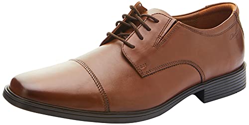 Clarks Tilden Cap II, Scarpe Stringate Derby Uomo, Marrone (Dark Tan Leather -), 40 EU