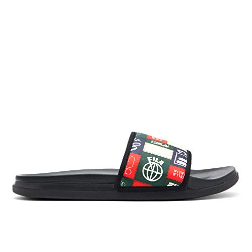 FILA Drifter Lux Patchwok, Sandali a Ciabatta Uomo, Nero Red Multi, 43 EU