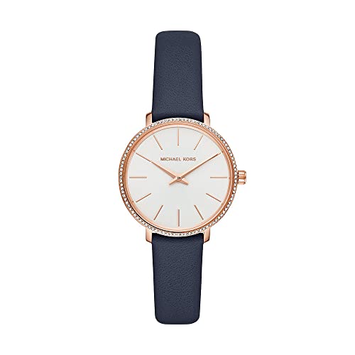Michael Kors PYPER Orologio da Donna, Dimensione Cassa 32 mm, Movimento a Due Lancette, Cinturino in Pelle, Blu