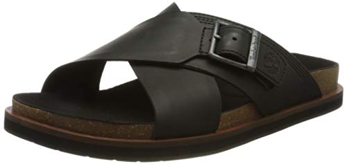 Timberland Amalfi Vibes Cross Slide, Sandali Uomo, Nero ( Black Leather), 44 EU