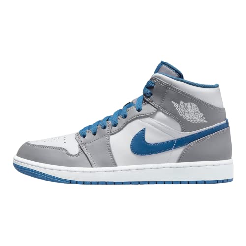 Air Jordan 1 Mid SE Uomini Scarpe, Cemento Grigio/Bianco-vero Blu, 44 EU