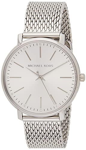 Michael Kors PYPER Orologio da Donna, Misura Cassa 38 mm, Movimento a Tre Lancette, Cinturino in Acciaio Inossidabile, D'argento