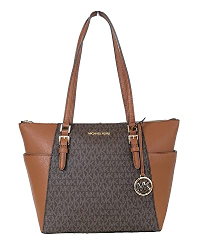Michael Kors - Borsa tote Charlotte grande, con cerniera sulla parte superiore, Marrone, Large