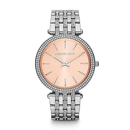 Michael Kors DARCI Orologio da Donna, Dimensione Cassa 39 mm, Movimento a Tre Lancette, Cinturino in Acciaio Inossidabile, Rosa