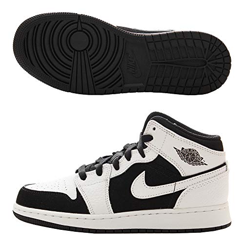 Nike Air Jordan 1 Mid (GS), Sneaker a Collo Alto Uomo, Black White 113, 38 EU