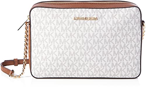 Michael Kors, Jet Set, Borsa a tracolla, da donna, motivo con logo, Bianco (Vaniglia 2019.), Taglia unica