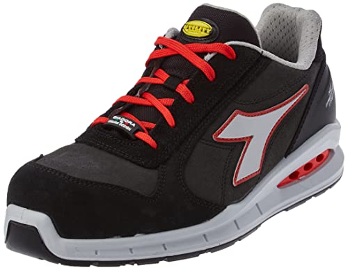 Diadora Run Net Airbox Low S3 SRC, Scarpe da Ginnastica Uomo, C9034 Asfalto Argento Rosso, 43 EU