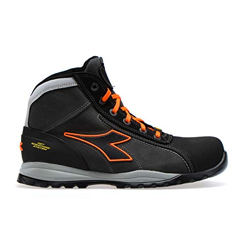 Diadora Glove Tech Hi PRO S3 Sra HRO ESD, Mocassino Uomo, Asphalt/Orange Fluo, 42 EU