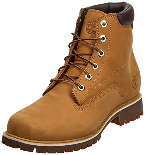 Timberland 6 inch Basic Alburn Waterproof, Stivali Stringati Uomo, Marrone (Nabuk Brown/Yellow), 42 EU