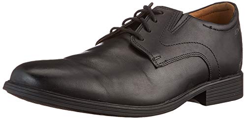 Clarks Whiddon Plain Shoes, Scarpe Stringate Derby Uomo, Black Leather, 42 EU