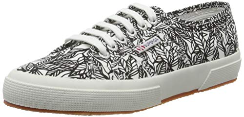 SUPERGA 2750 PRINT, Sneaker, Unisex - Adulto, Nero (Leaves Black/White L04), 36 EU
