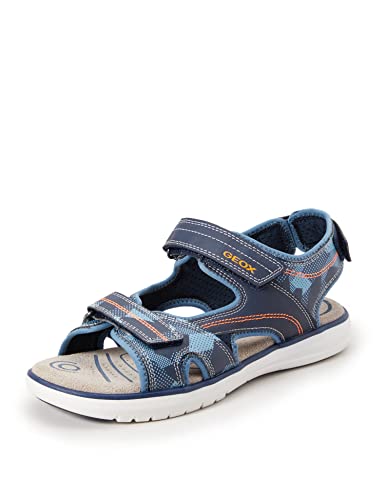 Geox J Sandal Maratea Boy, Sandali Bambini e ragazzi, Blu/Arancione (Navy/Orange), 30 EU
