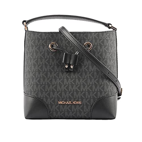 Michael Kors XS Suri Mini Secchio Crossbody Coulisse Borsa a tracolla 35F2GM9M1B PVC, PVC nero.