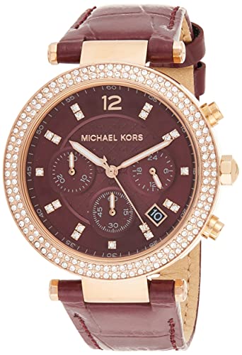 Michael Kors PARKER Orologio da Donna, Misura Cassa 39 mm, Movimento Cronografo, Rosso